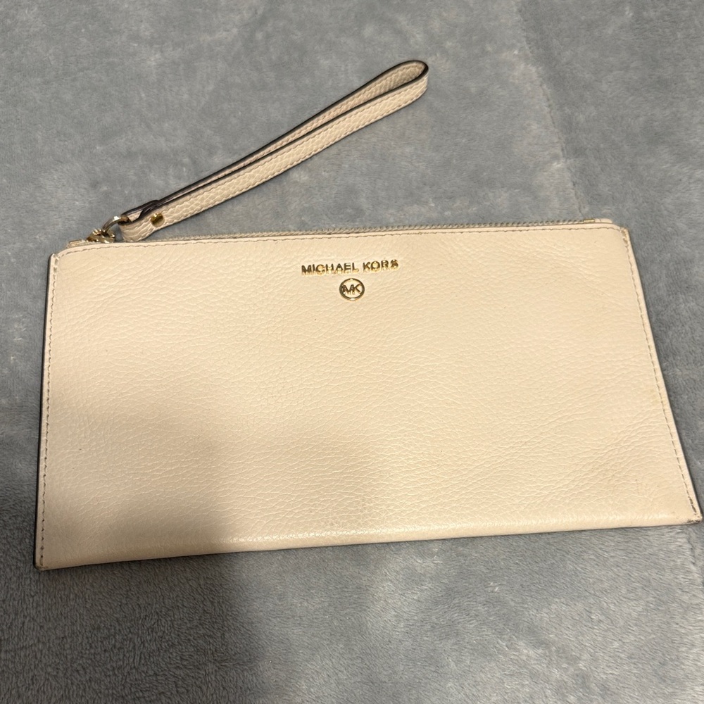 Michael Kors Beige Wristlet Clutch